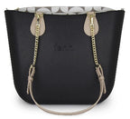 Original Collection – Black – Pattern Inner – Gold Chain Handle – Light Stone Strap